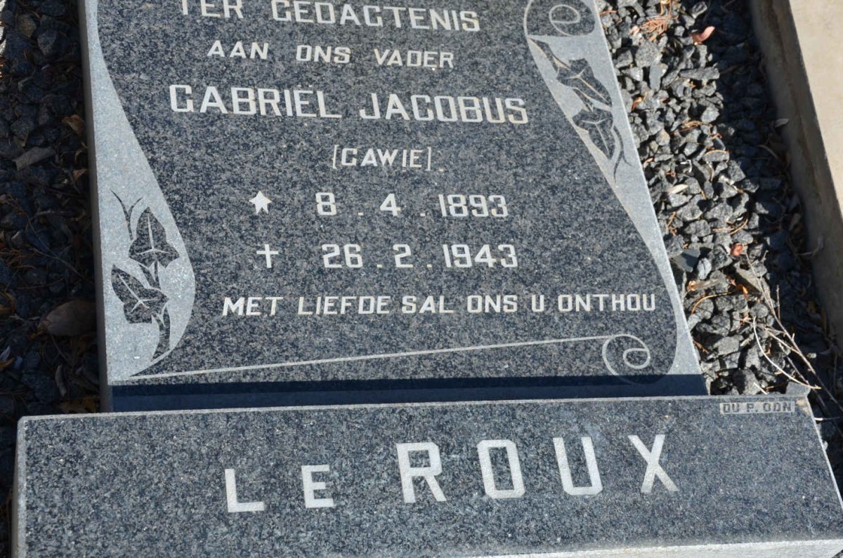 ROUX Gabriël Jacobus, le 1893-1943