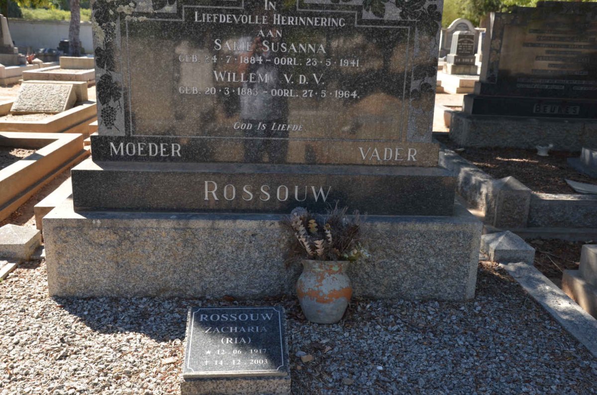 ROSSOUW Willem v.d.V. 1883-1964 &amp; Sarie Susanna 1884-1941 :: ROSSOUW Zacharia 1917-2003