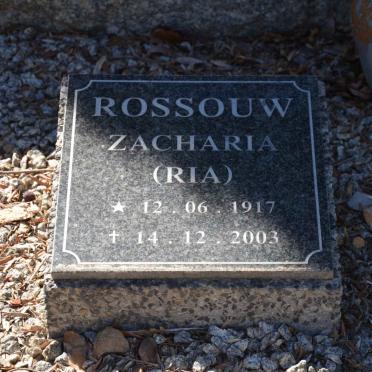 ROSSOUW Willem v.d.V. 1883-1964 &amp; Sarie Susanna 1884-1941 :: ROSSOUW Zacharia 1917-2003