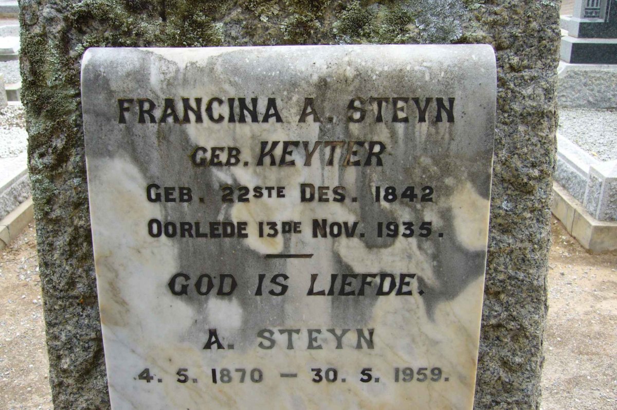 STEYN Francina A. nee KEYTER 1842-1935