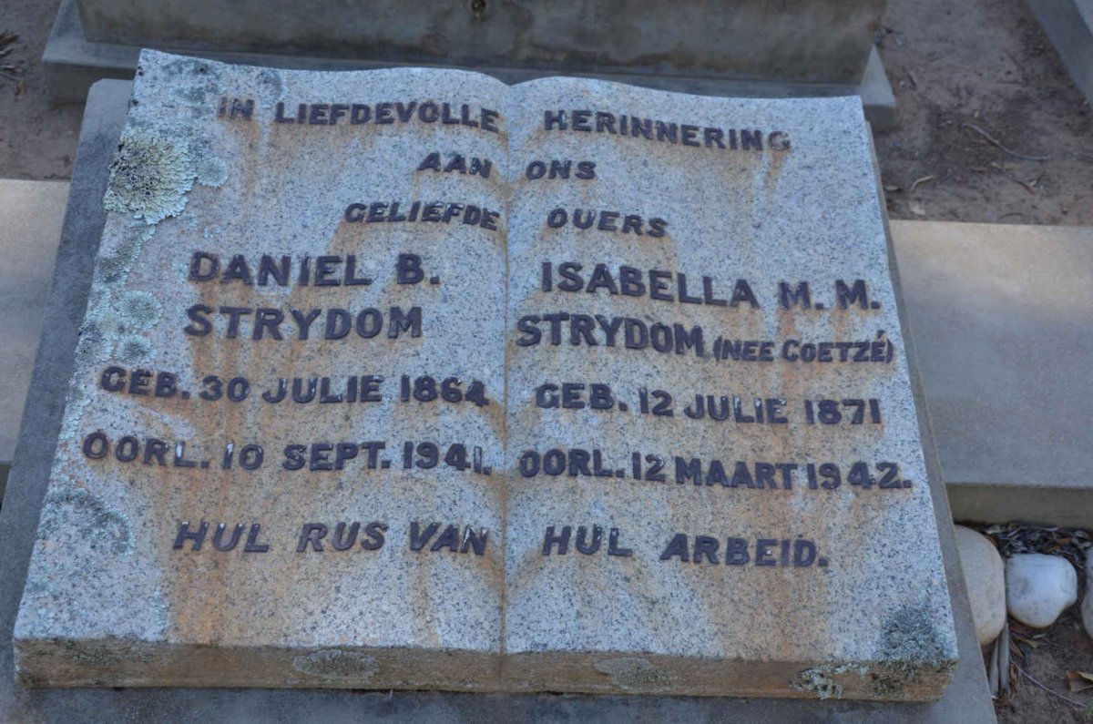 STRYDOM Daniel B. 1864-1941 &amp; Isabella M.M. COETZÉ 1871-1942