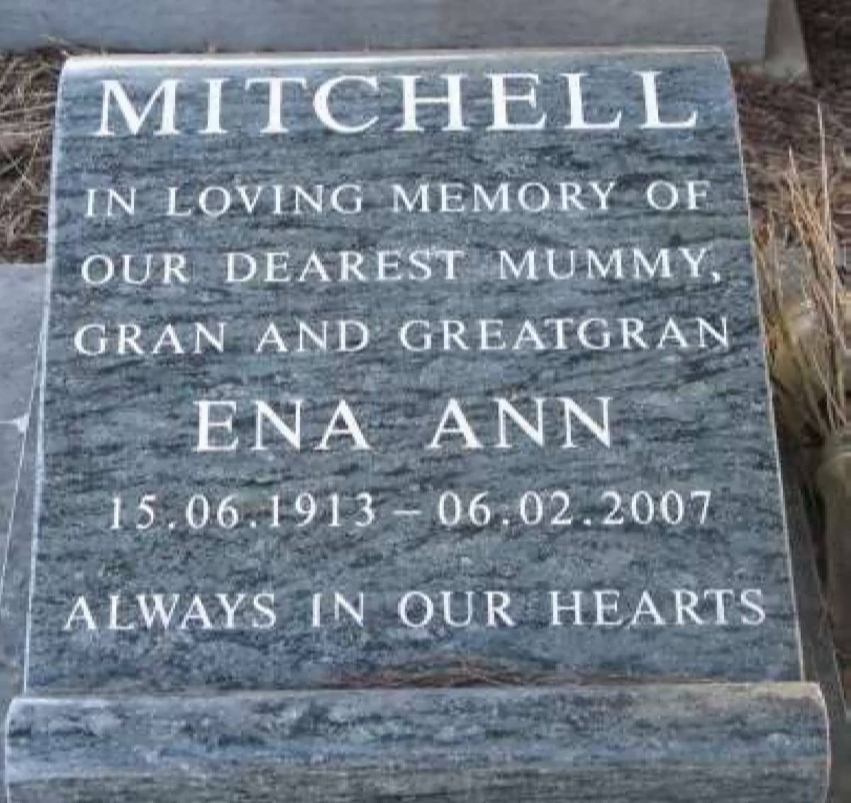 MITCHELL Ena Ann 1913-2007