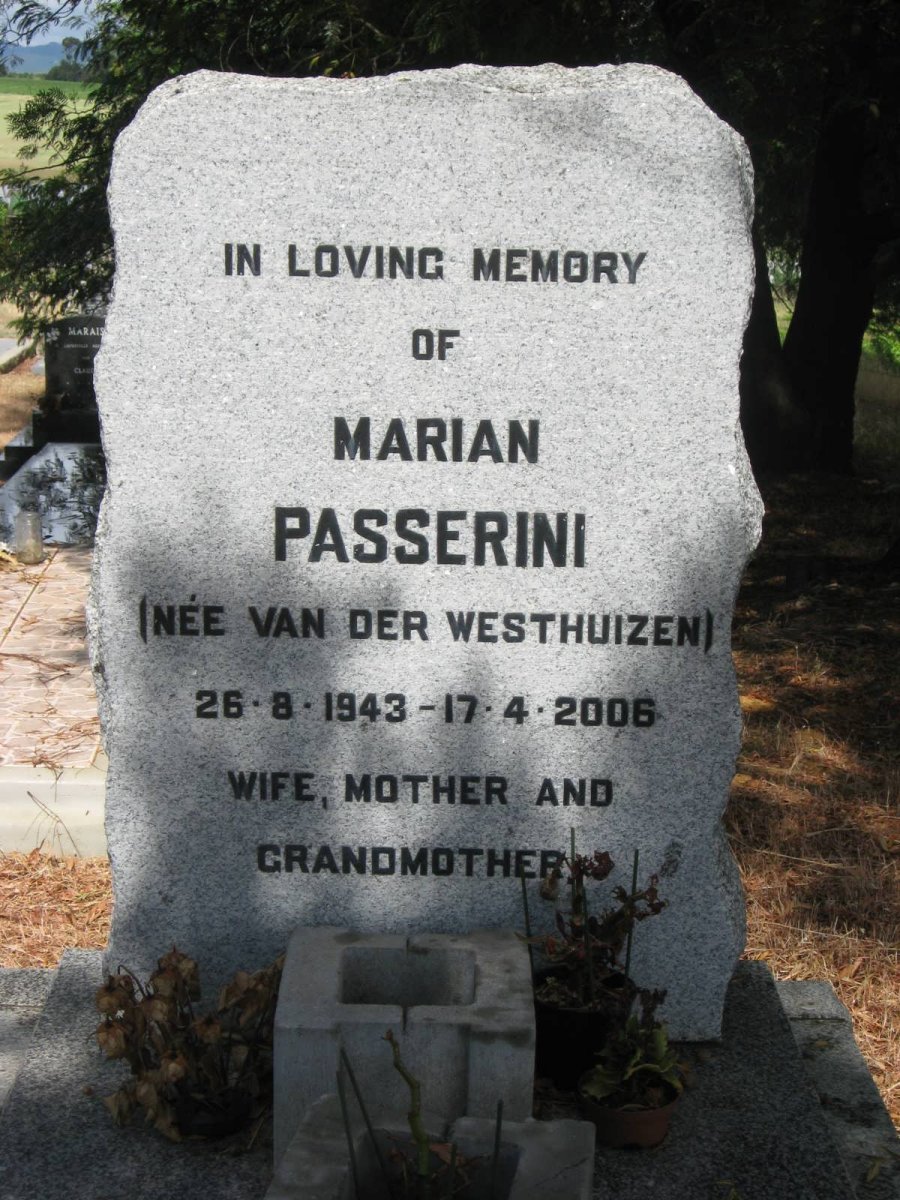 PASSERINI Marian nee VAN DER WESTHUIZEN 1943-2006