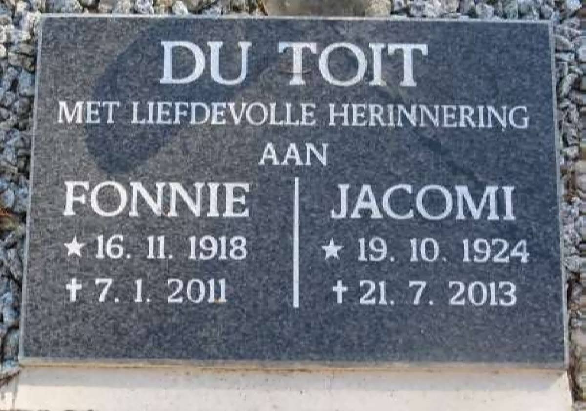 TOIT Fonnie, du 1918-2011 &amp; Jacomi 1924-2013
