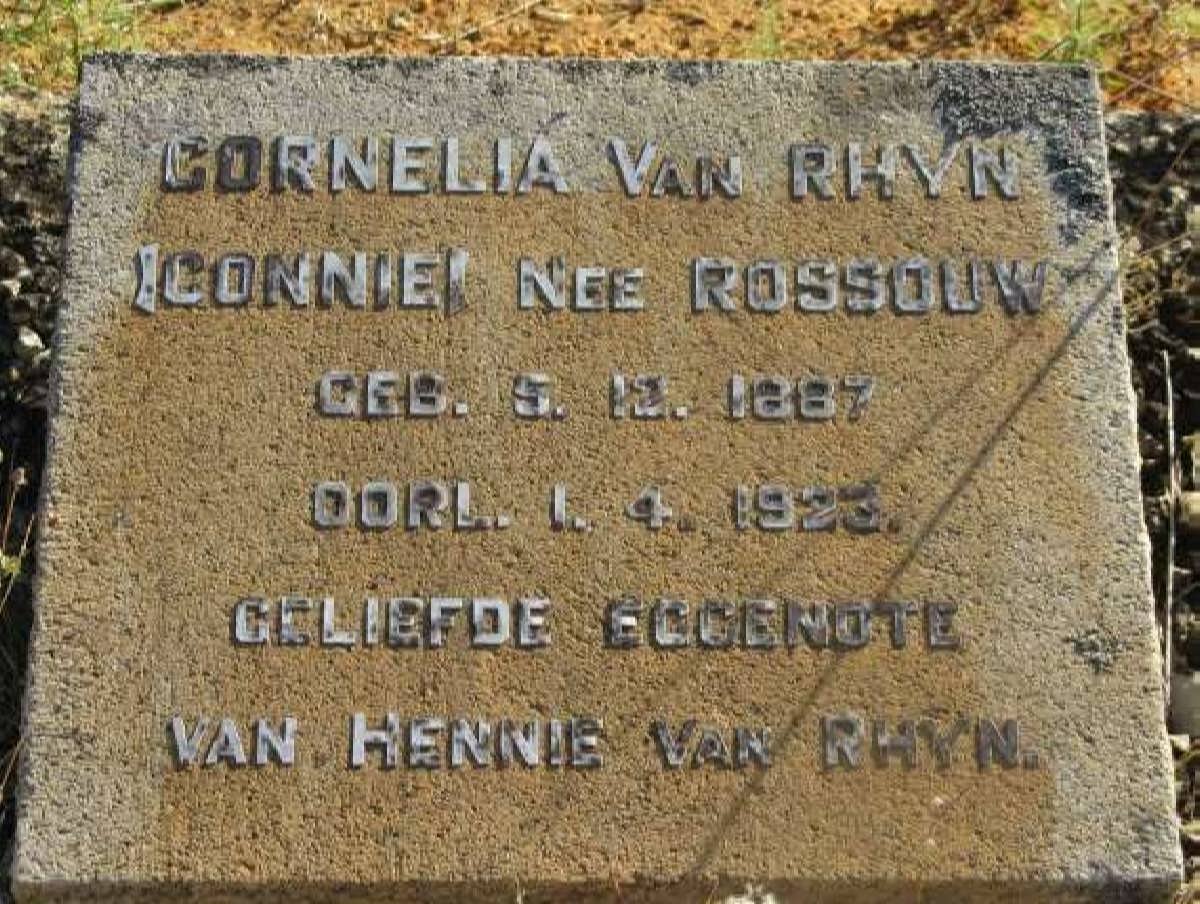 RHYN Cornelia, van nee ROSSOUW 1887-1923