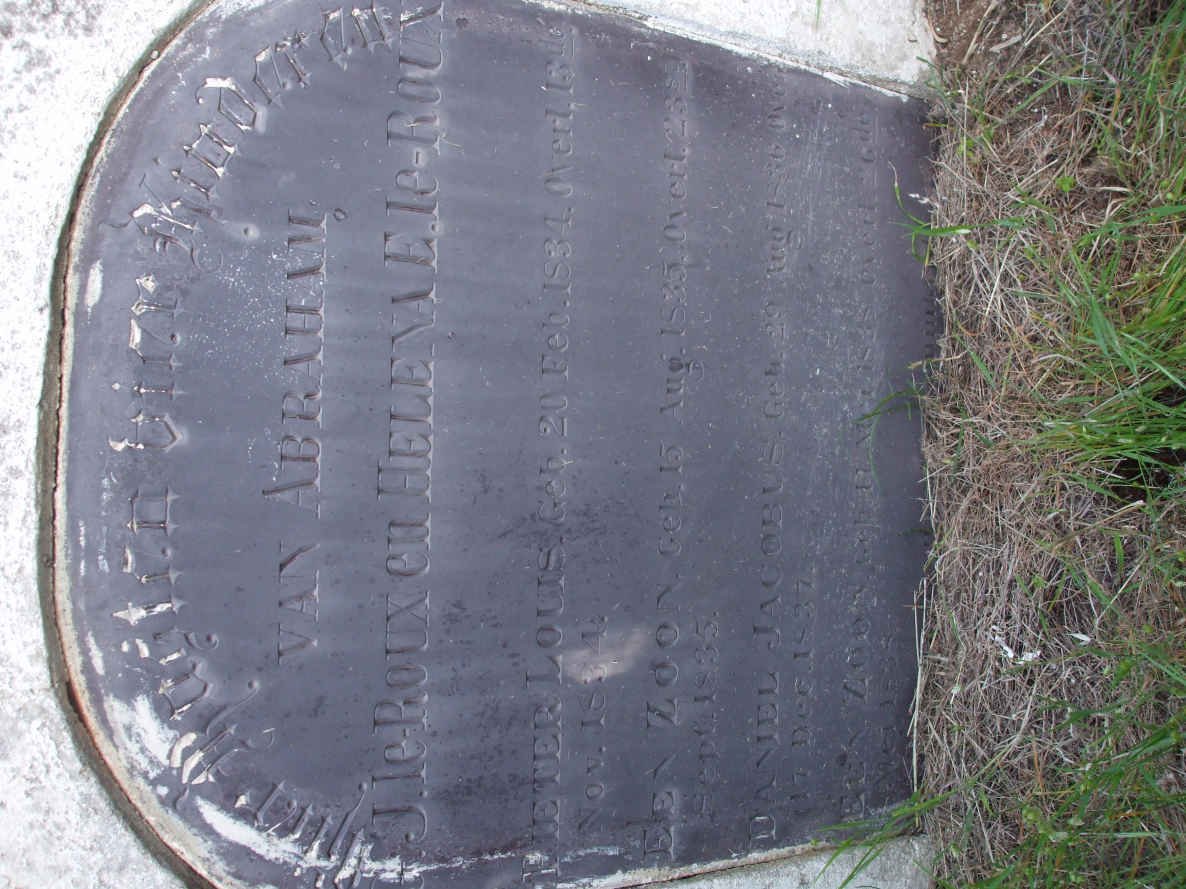 ROUX Pieter Louis, le 1834-1835 ::  LE ROUX  Daniel Jacobus 1836-1837 :: LE ROUX seun 1835-1835 :: LE ROUX seun 1838-1838