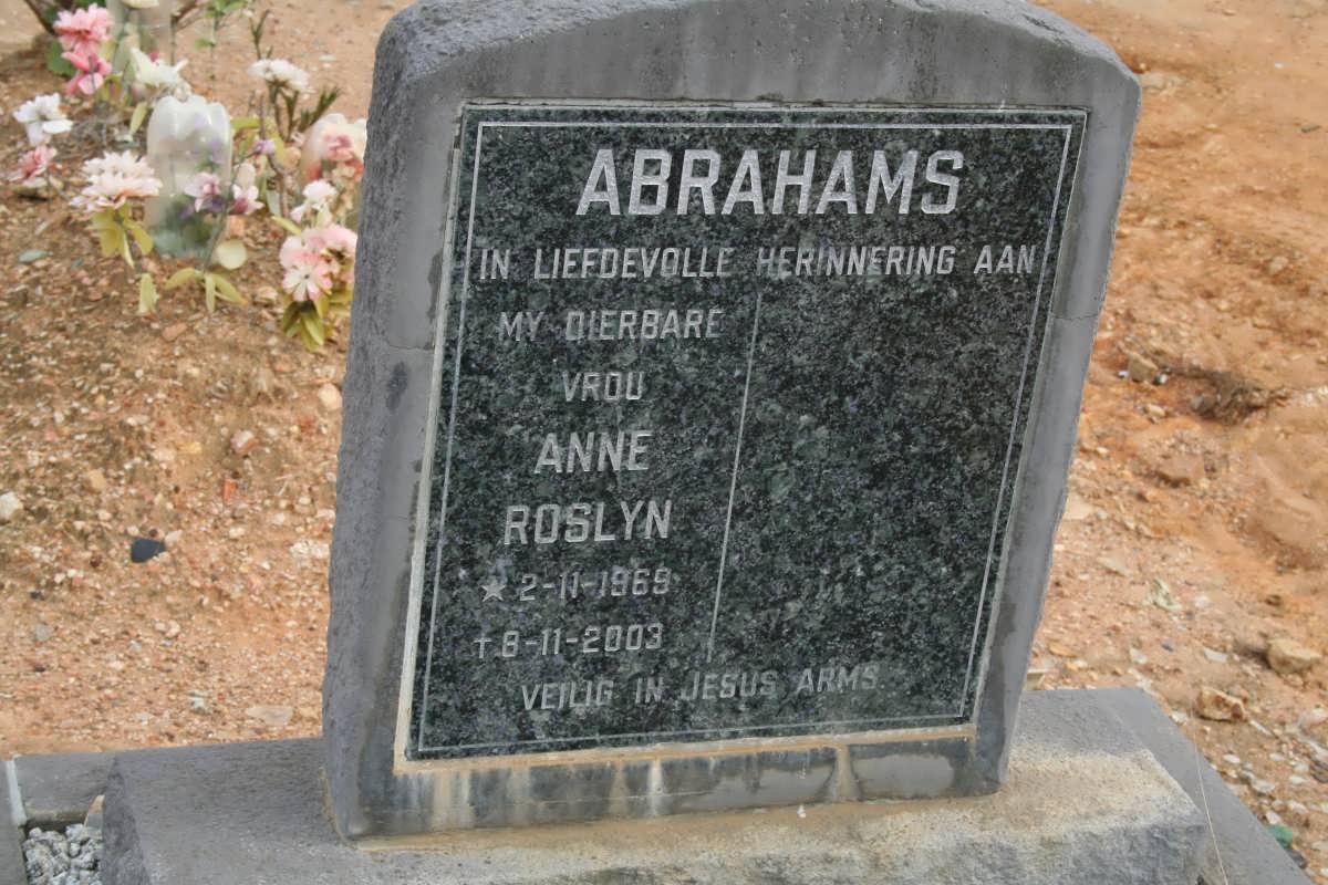 ABRAHAMS Anne Roslyn 1969-2003