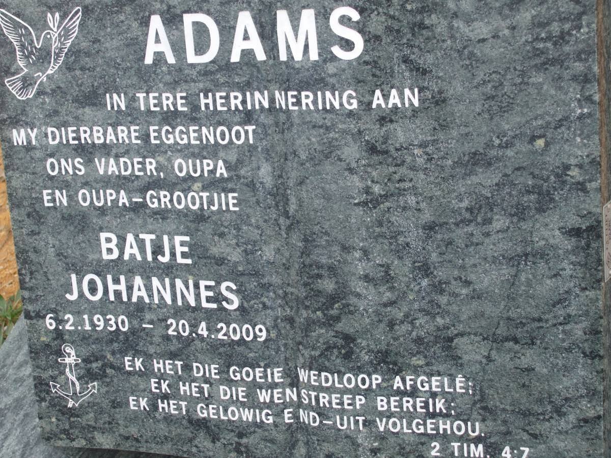 ADAMS Batje Johannes 1930-2009