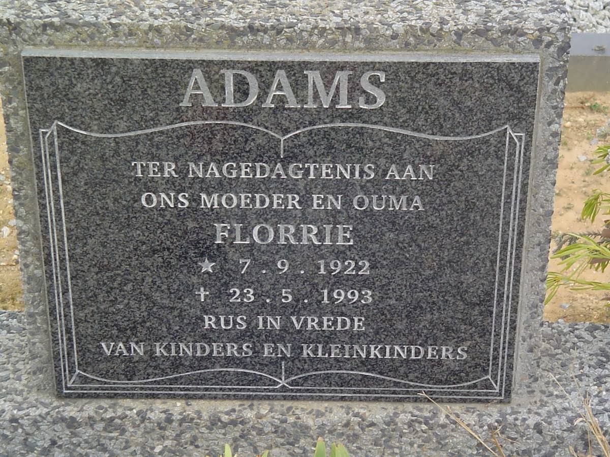 ADAMS Florrie 1922-1993