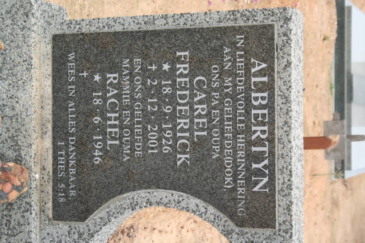 ALBERTYN Carel Frederick 1926-2001 &amp; Rachel 1946-