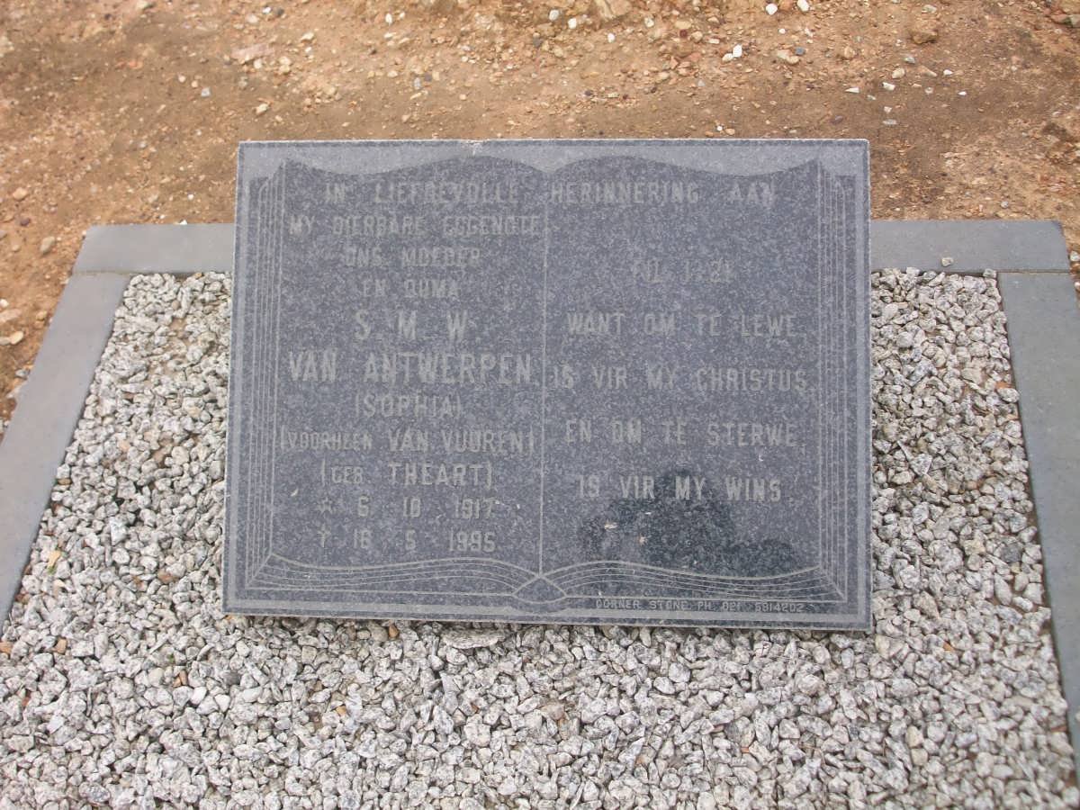 ANTWERPEN S.M.W., van formerly VAN VUUREN nee THEART, van 1917-1995