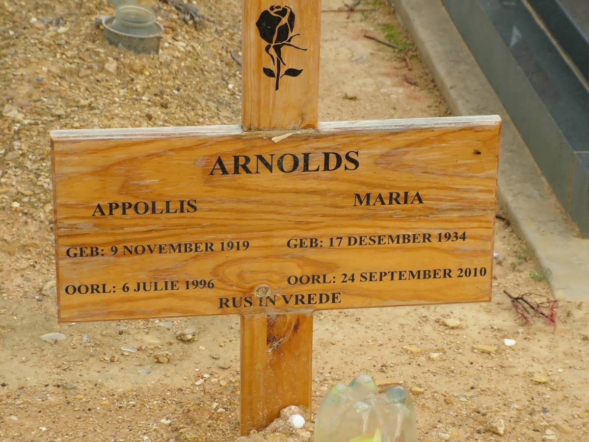 ARNOLDS Appollis 1919-1996 &amp; Maria 1934-2010