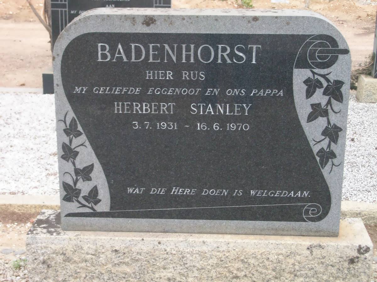 BADENHORST Herbert Stanley 1931-1970