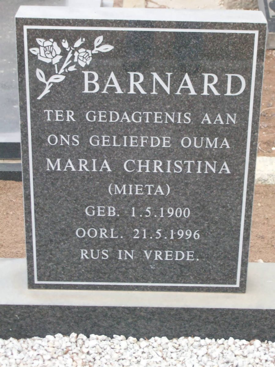 BARNARD Maria Christina 1900-1996