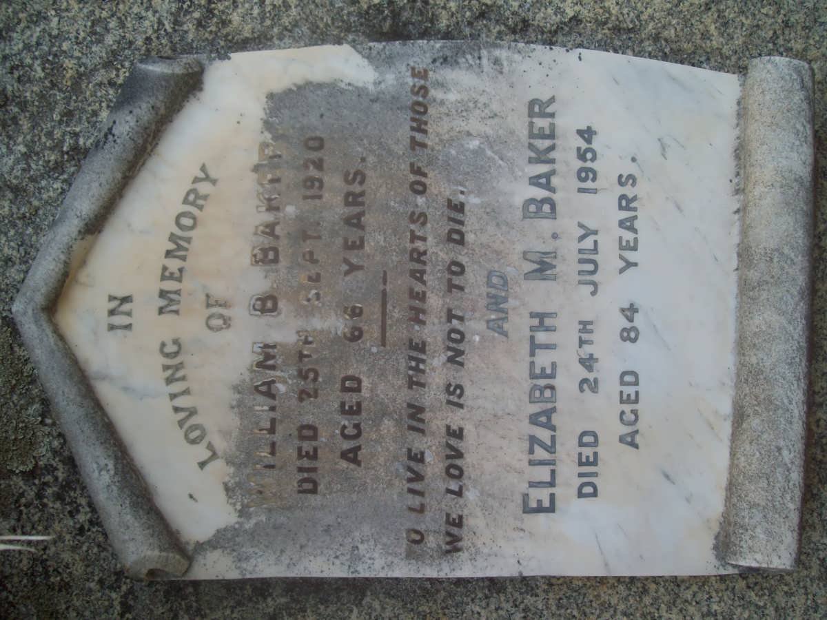 BAKER William B. -1920 &amp; Elizabeth M. -1954