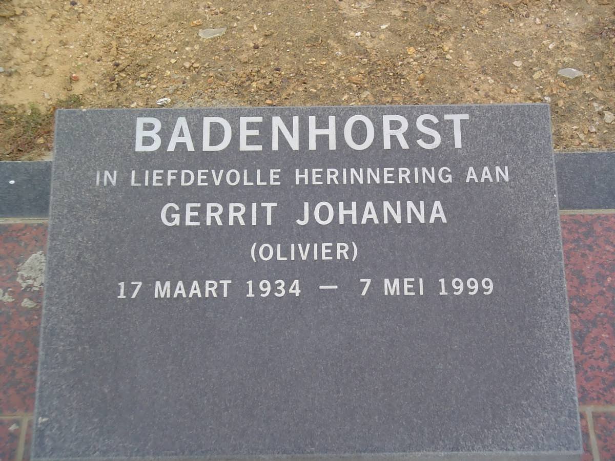 BADENHORST Gerrit Johanna nee OLIVIER 1934-1999