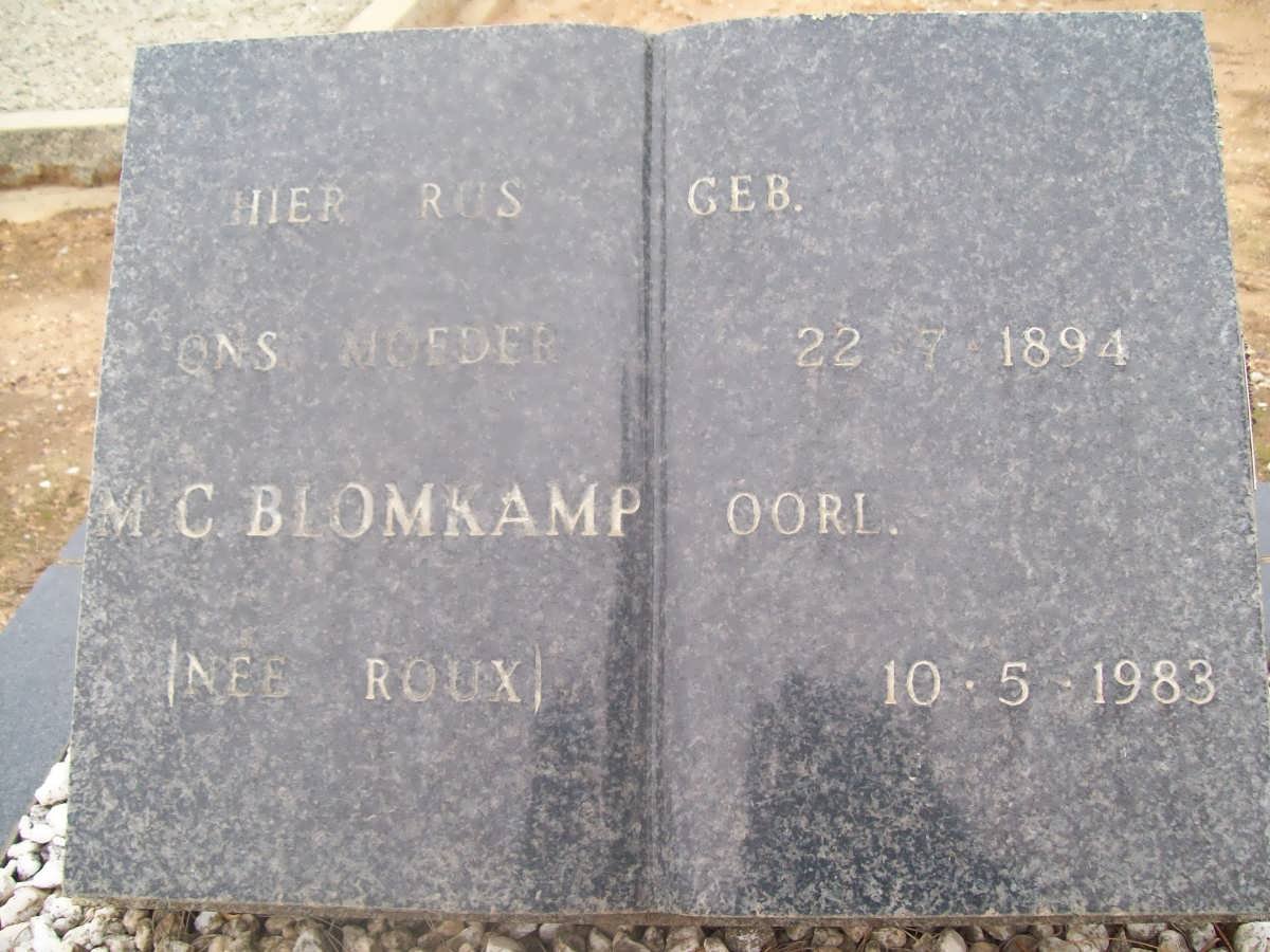BLOMKAMP M.C. nee ROUX 1894-1983