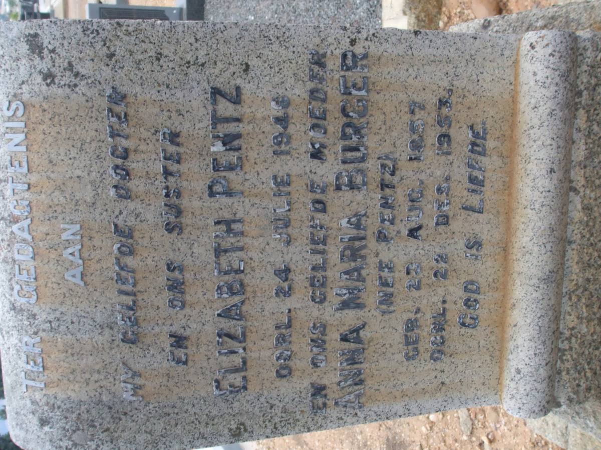 BURGER Anna Maria nee PENTZ 1857-1953 :: PENTZ Elizabeth -1946