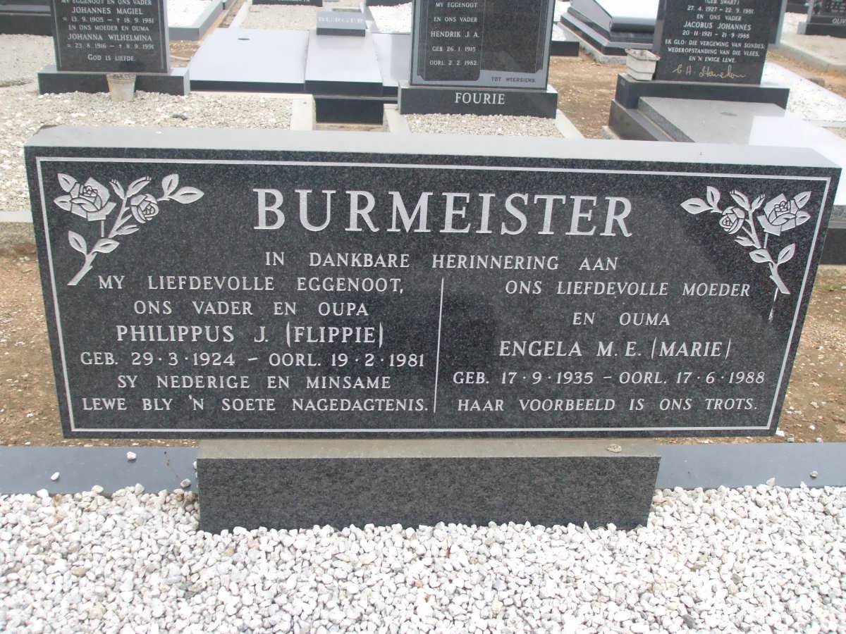 BURMEISTER Philippus J. 1924-1981 &amp; Engela M.E. 1935-1988