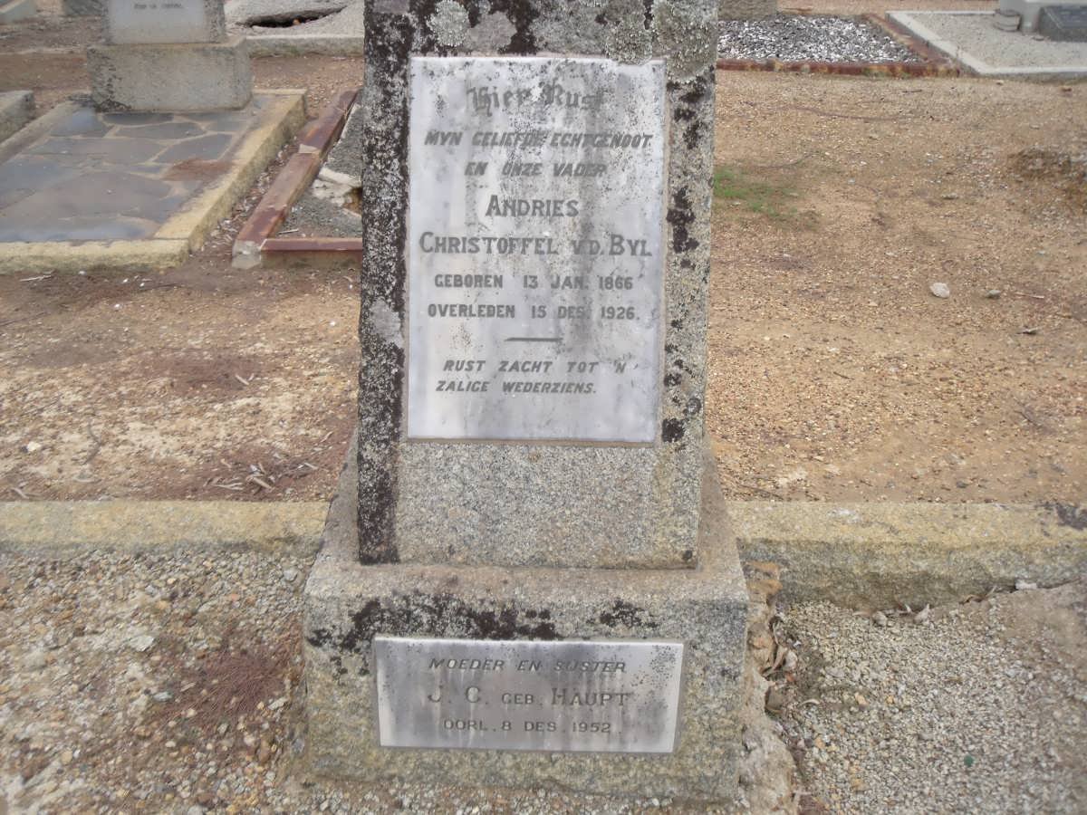BYL Andries Christoffel, v.d. 1866-1926 &amp; J.G. HAUPT -1952