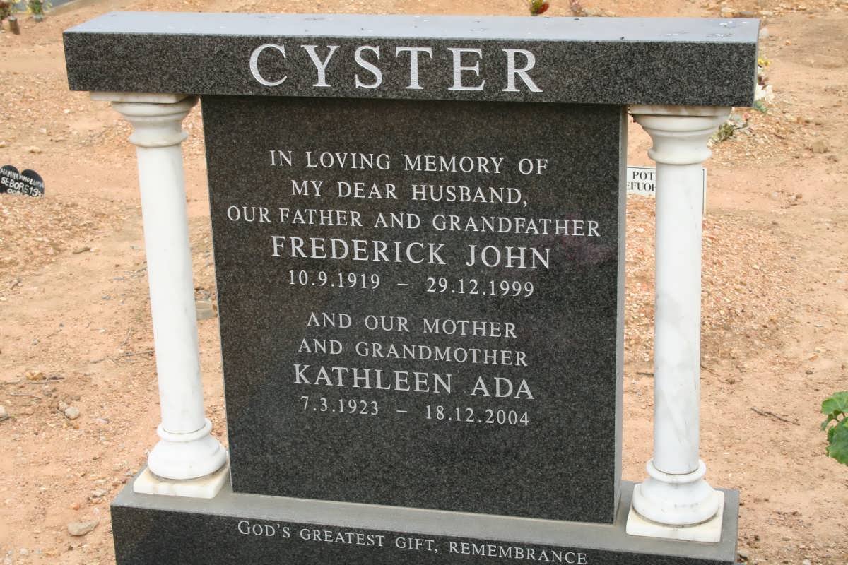 CYSTER Frederick John 1919-1999 &amp; Kathleen Ada 1923-2004