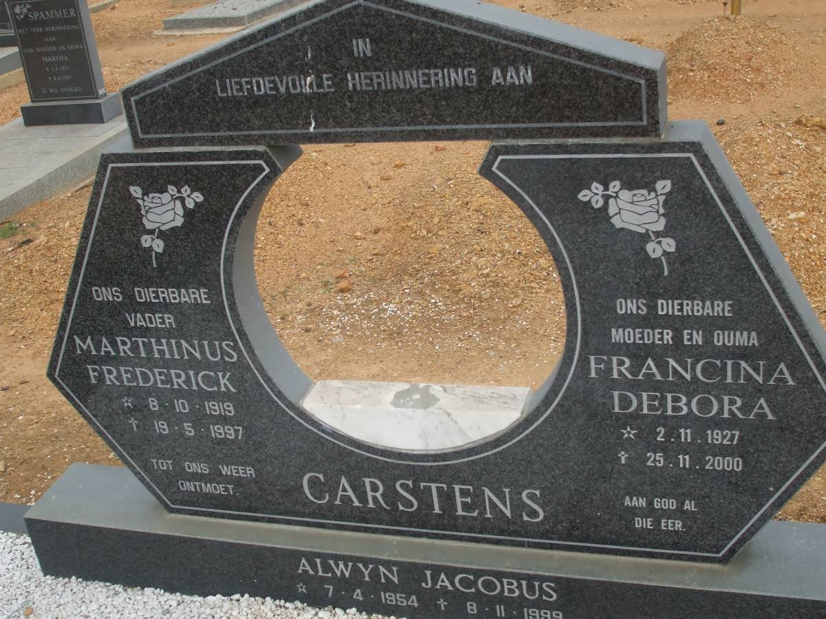 CARSTENS Marthinus Frederick 1919-1997 &amp; Francina Debora 1927-2000 :: CARSTENS Alwyn Jacobus 1954-1999