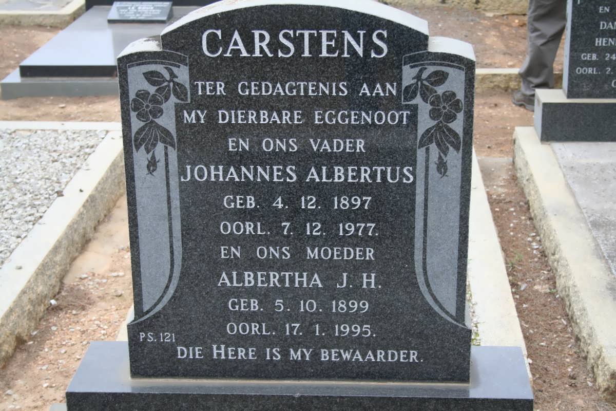 CARSTENS Johannes Albertus 1897-1977 &amp; Albertha J.H. 1899-1995
