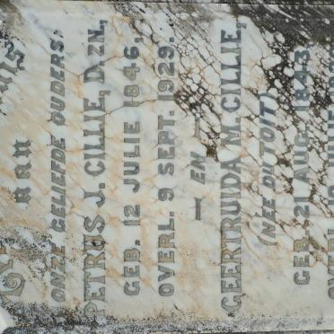 CILLIE Petrus J. 1846-1929 &amp; Geertruida M. DU TOIT 1843-1920