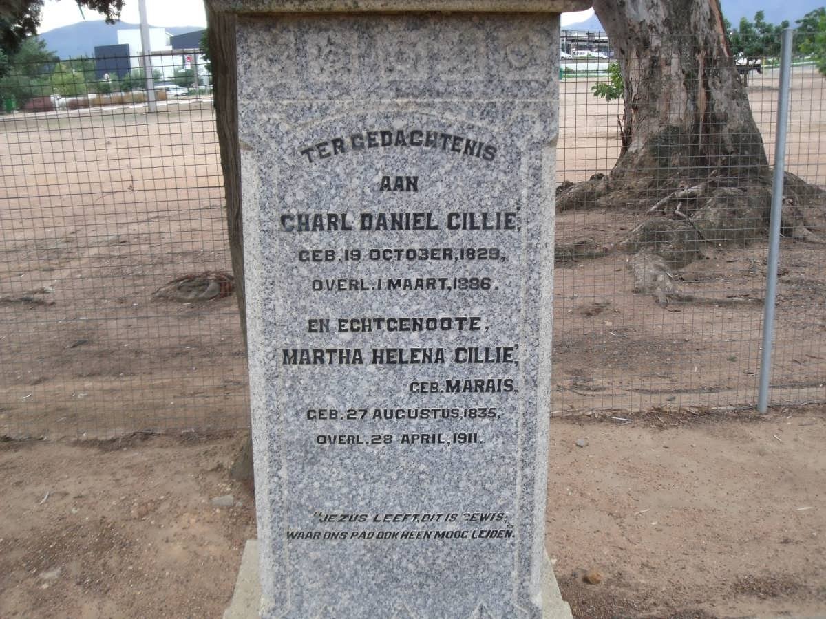 CILLIE Charl Daniel 1829-1886 &amp; Martha Helena MARAIS 1835-1911