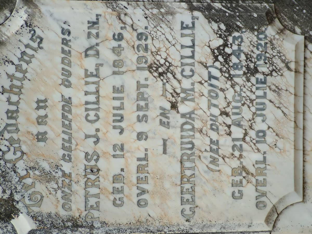 CILLIE Petrus J. 1846-1929 &amp; Geertruida M. DU TOIT 1843-1920