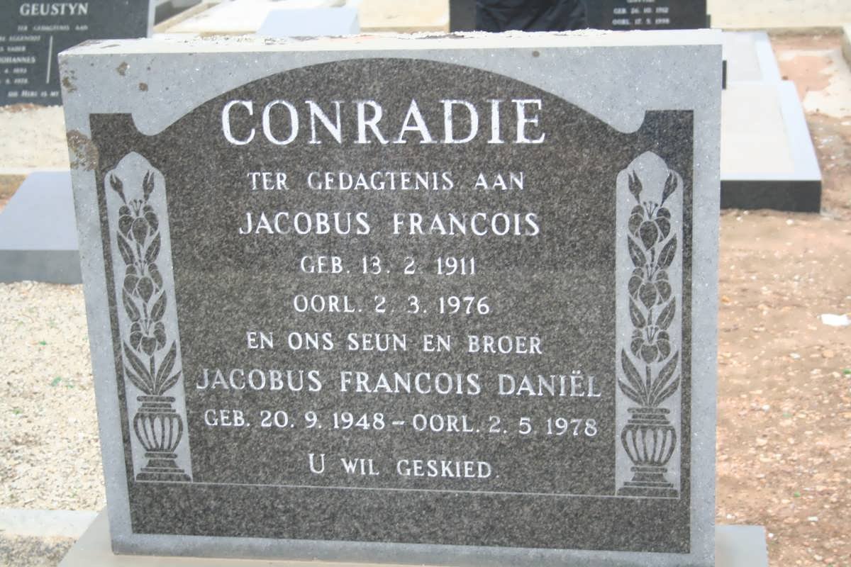 CONRADIE Jacobus Francois 1911-1976 :: CONRADIE Jacobus Francois Daniël 1948-1978 