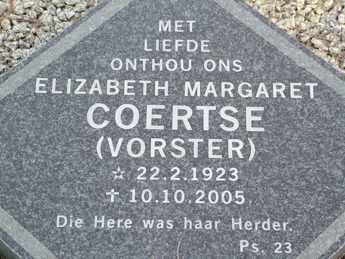 COERTSE Elizabeth Margaret nee VORSTER 1923-2005
