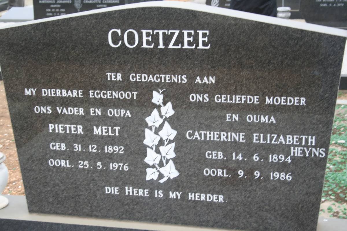COETZEE Pieter Melt 1892-1976 &amp; Catherine Elizabeth HEYNS 1894-1986