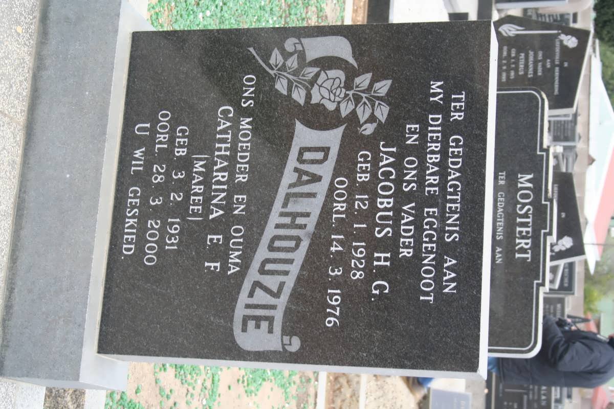 DALHOUZIE Jacobus H.G. 1928-1976 &amp; Catharina E.F. MAREE 1931-2000