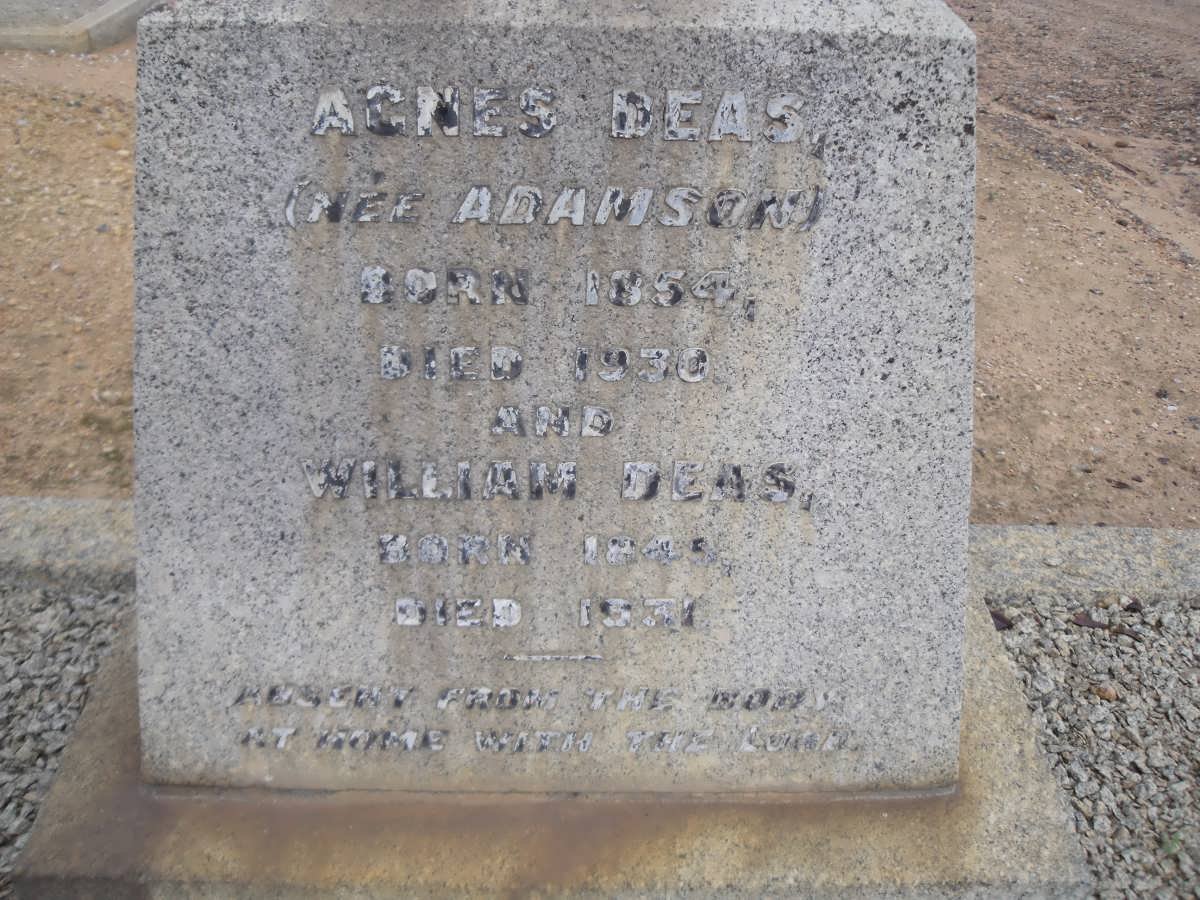DEAS William 1845-1931 &amp; Agnes ADAMSON 1854-1930