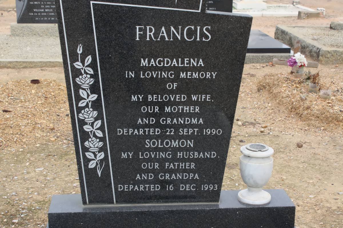 FRANCIS Solomon -1993 &amp; Magdalena -1990