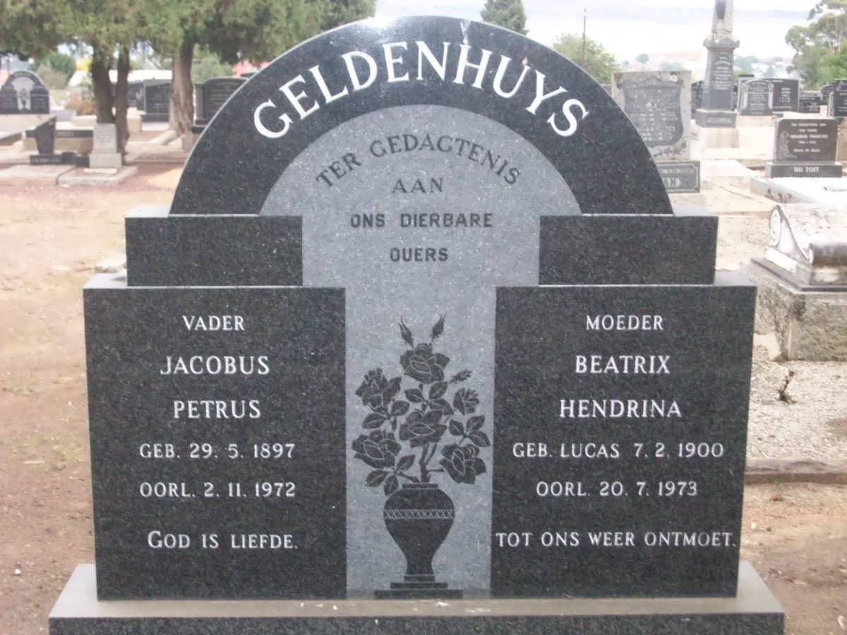 GELDENHUYS Jacobus Petrus 1897-1972 &amp; Beatrix Hendrina LUCAS 1900-1973