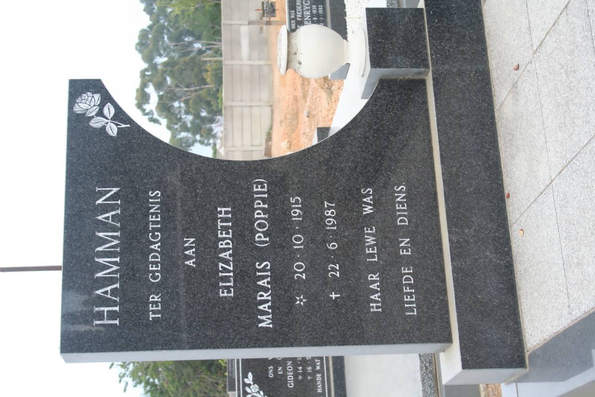 HAMMAN Elizabeth Marais 1915-1987