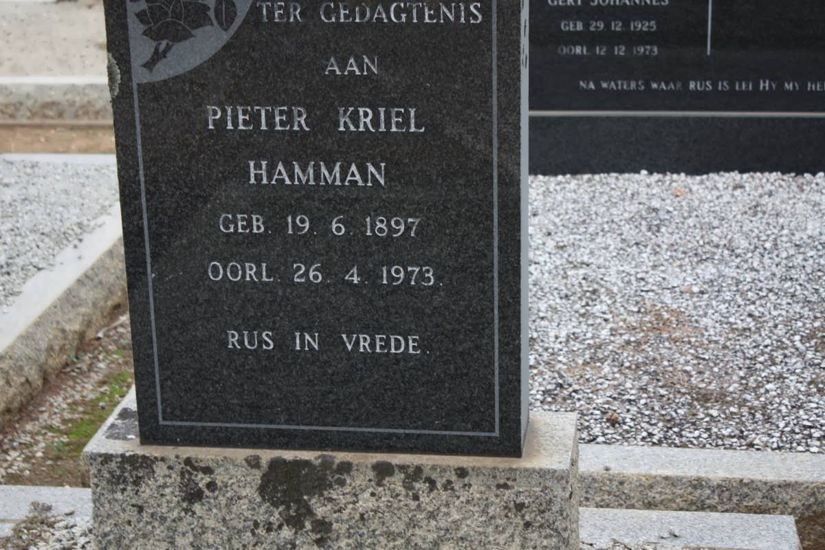 HAMMAN Pieter Kriel 1897-1973