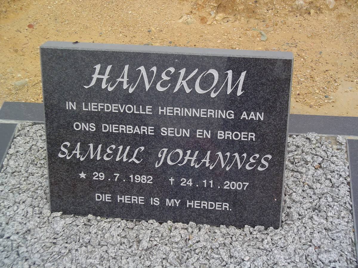 HANEKOM Sameul Johannes 1982-2007