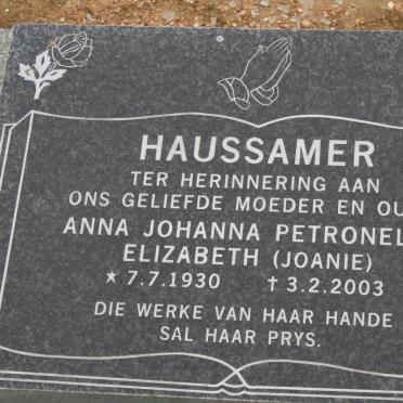 HAUSSAMER Anna Johanna Petronella Elizabeth 1930-2003