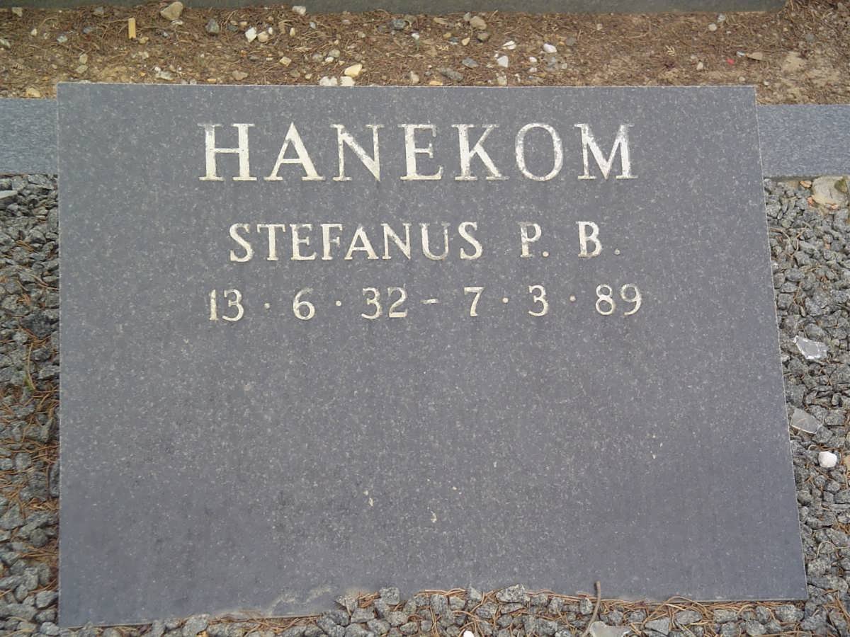 HANEKOM Stefanus P.B. 1932-1989