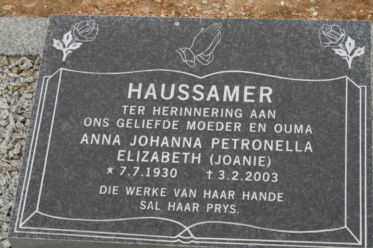 HAUSSAMER Anna Johanna Petronella Elizabeth 1930-2003