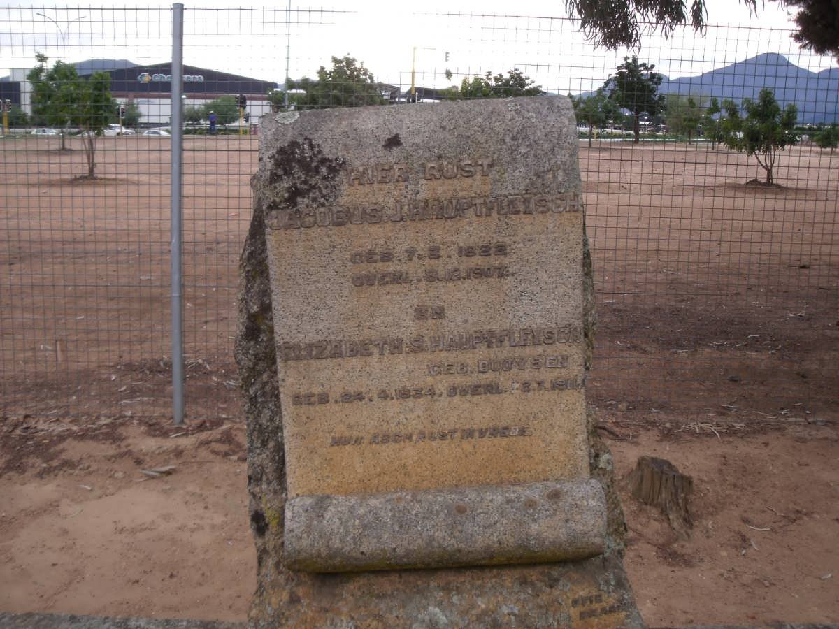 HAUPTFLEISCH Jacobus J. 1822-1907 &amp; Elizabeth S. BOOYSEN 1834-1911