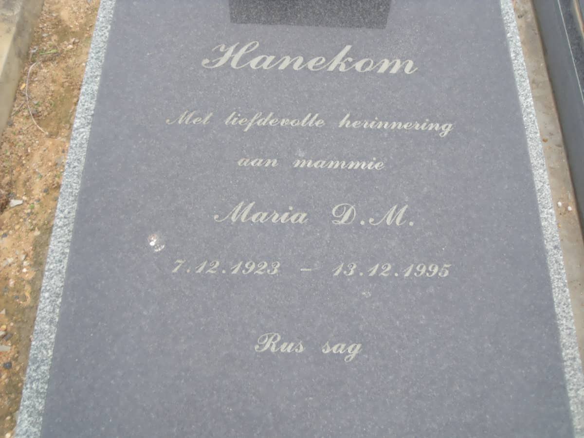 HANEKOM Maria D.M. 1923-1995