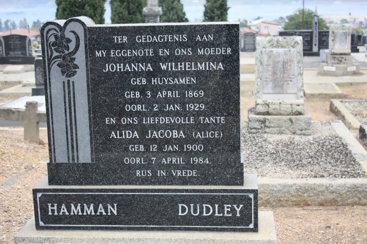 HAMMAN Johanna Wilhelmina nee HUYSAMEN 1869-1929 :: DUDLEY Alida Jacoba 1900-1984