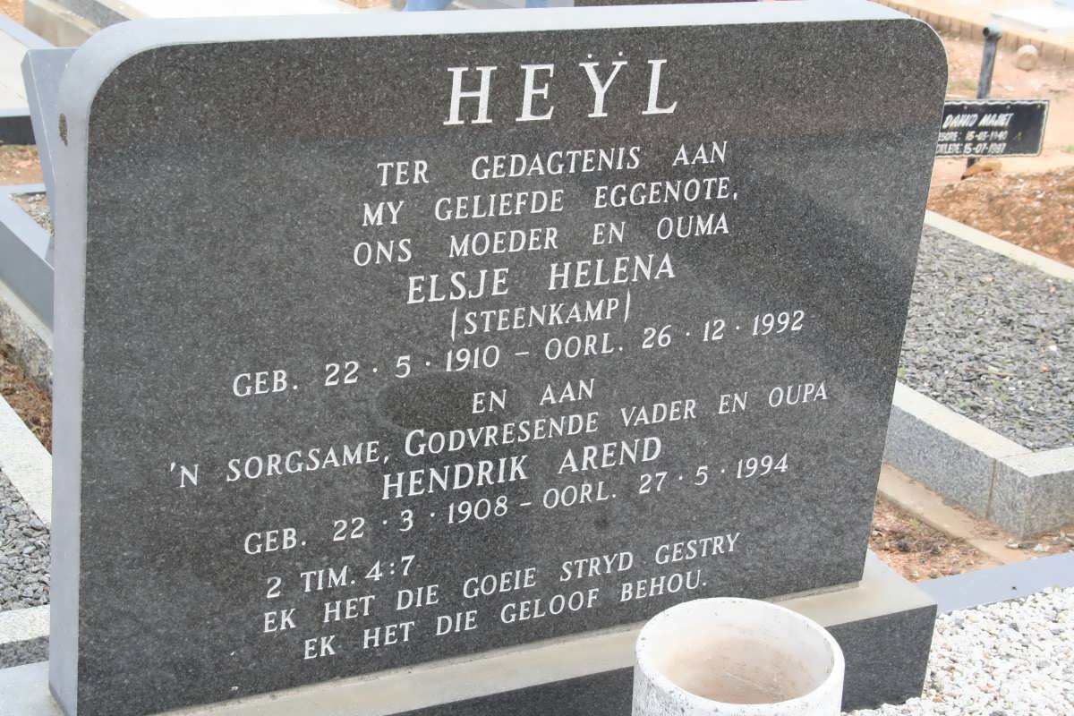 HEŸL Hendrik Arend 1908-1994 &amp; Elsje Helena STEENKAMP 1910-1992