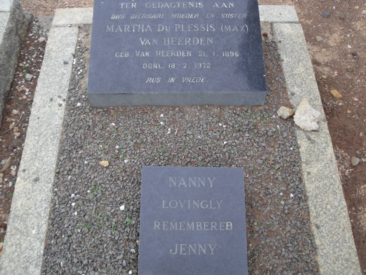 HEERDEN Martha Du Plessis, van nee VAN HEERDEN 1896-1972