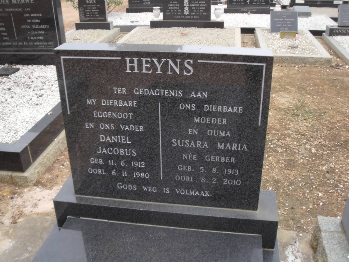 e HEYNS Daniel Jacobus 1912-1980 &amp; Susara Maria GERBER 1913-2010