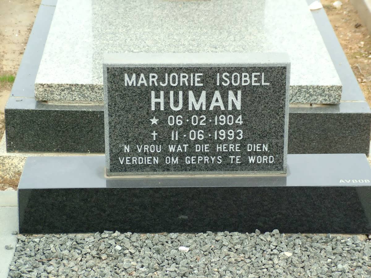 HUMAN Marjorie Isobel 1904-1993